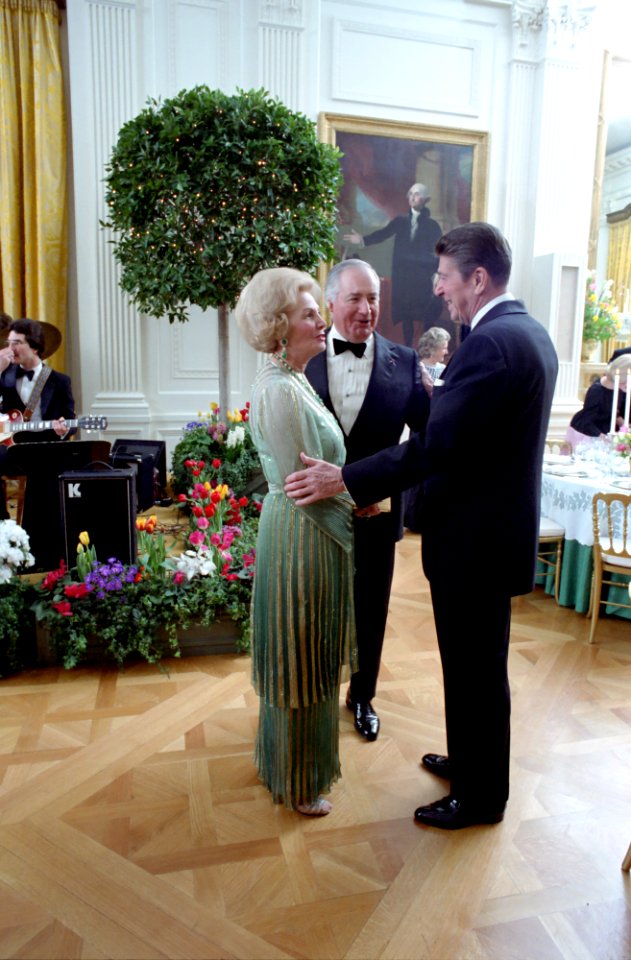 President Ronald Reagan talking to Leonore Annenberg and Walter Annenberg