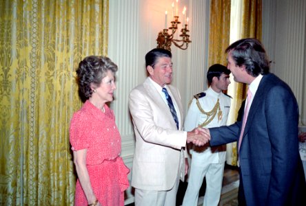 President Ronald Reagan greeting Donald Trump photo