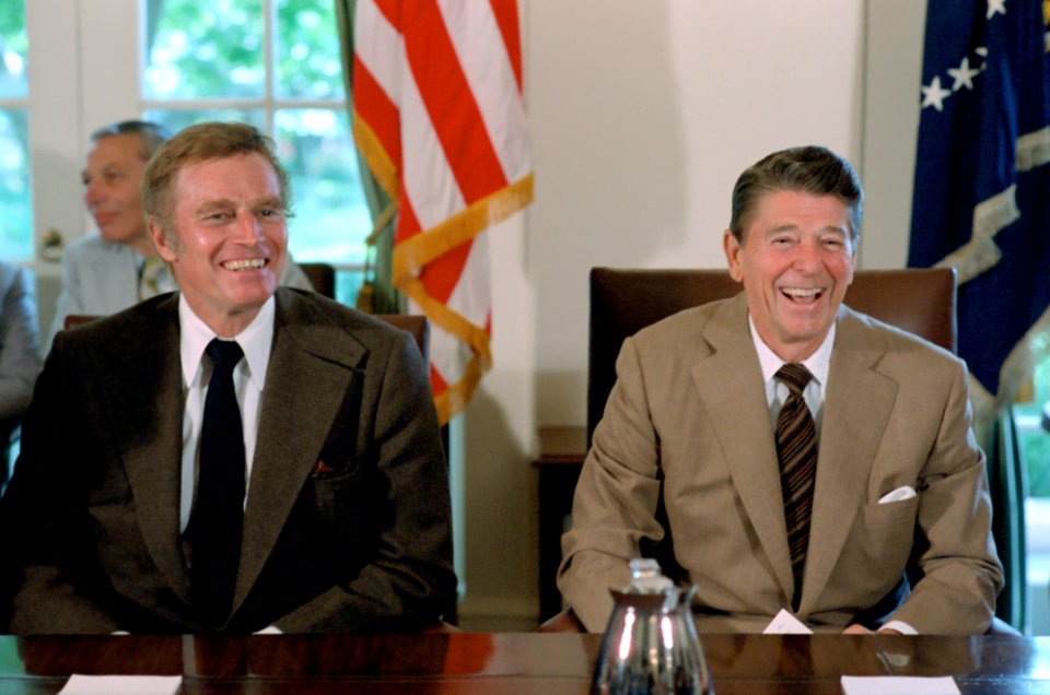 President Ronald Reagan with Charlton Heston