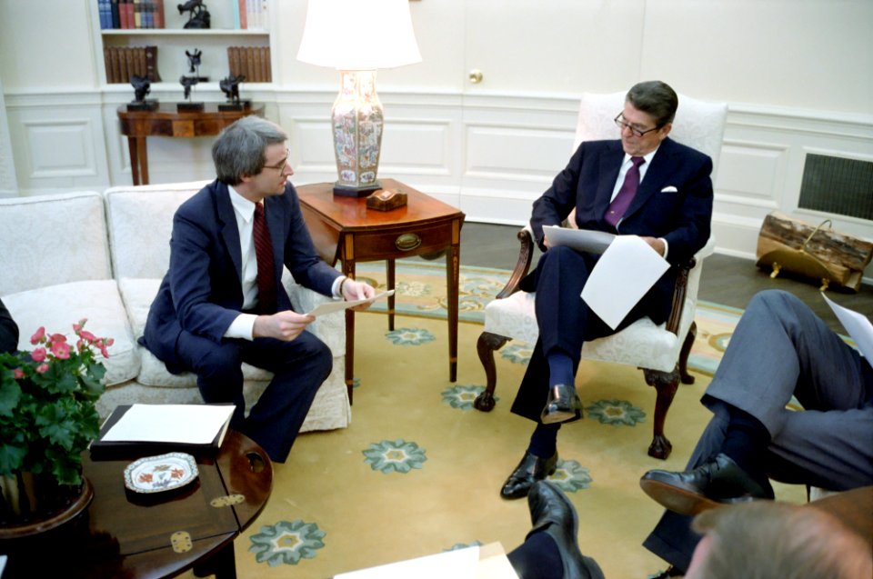 President Ronald Reagan with David Stockman