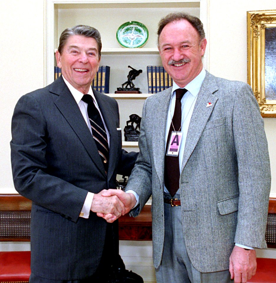 President Ronald Reagan with Gene Hackman (cropped)