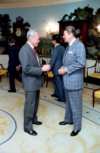 President Ronald Reagan with Prime Minister Lee Kuan Yew of Singapore