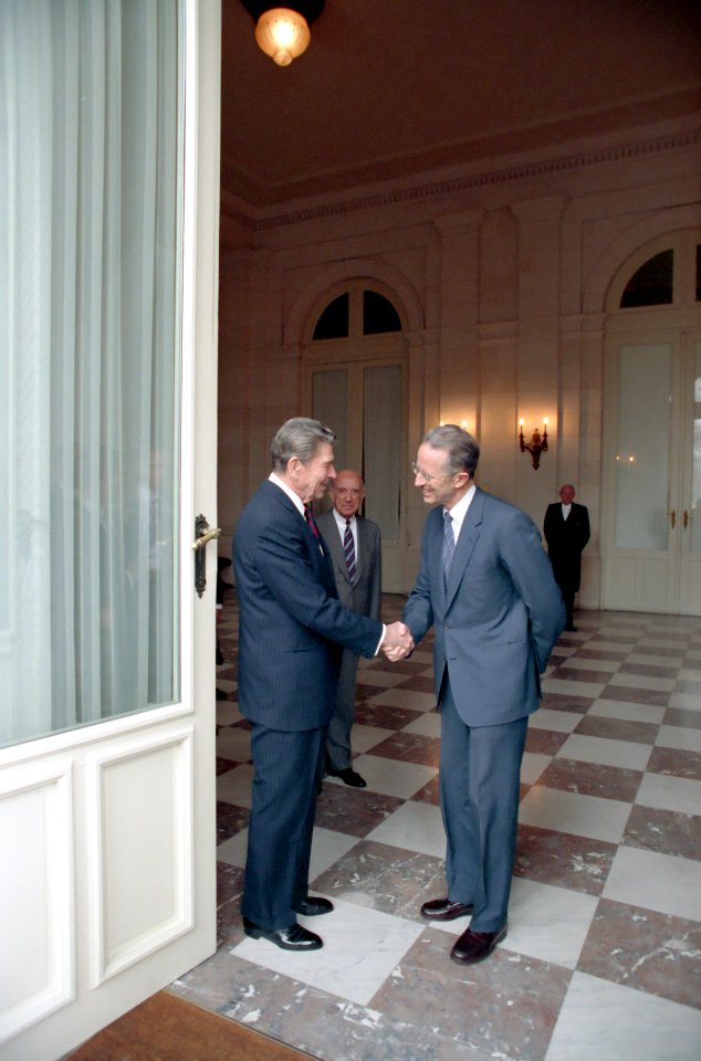 President Ronald Reagan meeting with King Baudouin I of Belgium