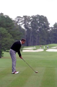 President Ronald Reagan playing golf at the Augusta National Golf Club in Georgia