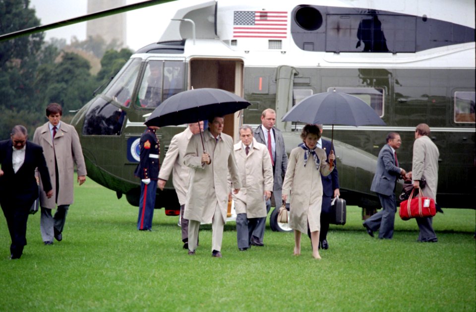 President Ronald Reagan returns to the White House