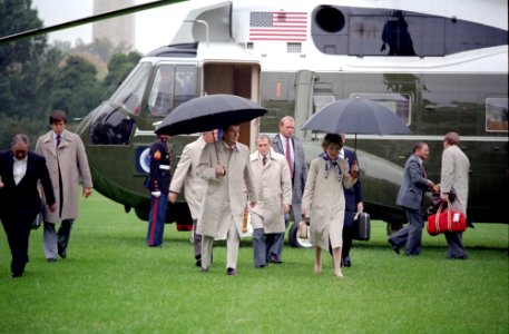 President Ronald Reagan returns to the White House