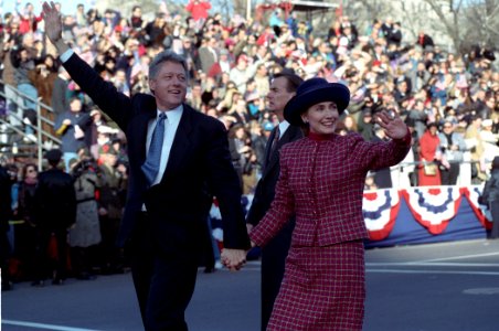President William J. Clinton and Hillary Rodham Clinton in the Inaugural Parade