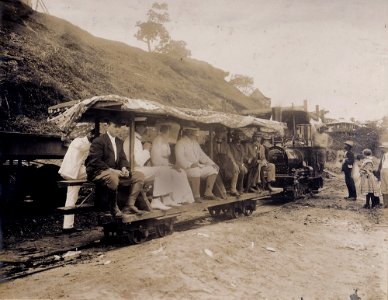 President Theodore Roosevelt in Panama inspecting canal work from narrow gauge train photo