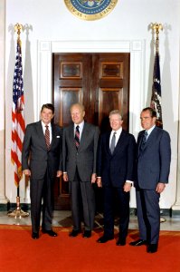 Presidents Ronald Reagan, Gerald Ford, Jimmy Carter, and Richard Nixon