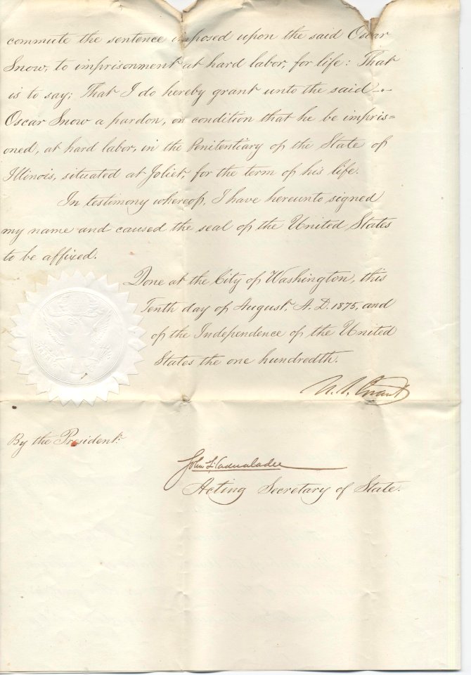 President Ulysses S. Grant's Commutation of Oscar Snow's Death Sentence - Page 2 (8495457374)