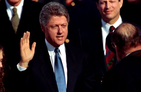 President-Elect William J. Clinton is sworn-in by Chief Justice William H. Rehnquist