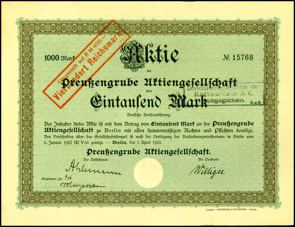 Preußengrube AG 1922