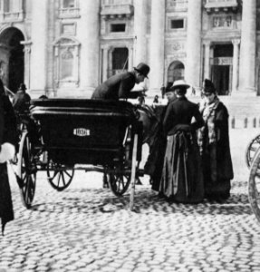 Primoli, Giuseppe - Kutscher und Touristen in der Piazza San Pietro (Zeno Fotografie)