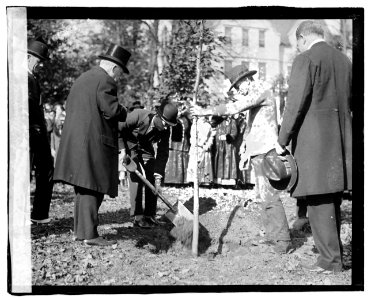 Prince of Wales planting memorial tree at cathedral school, (Washington, D.C.) LCCN2016827213