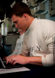 Primary flight control aboard USS Carl Vinson 141230-N-WD464-011