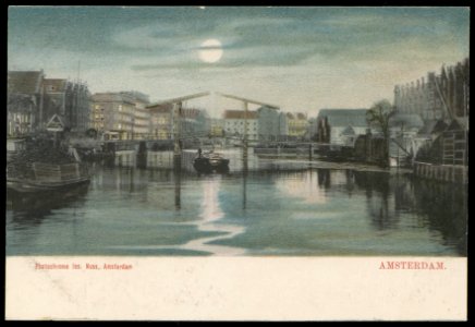 Prinseneiland geheel rechts met de Prinseneilandgracht en klapbrug 321 naar de Nieuwe Teertuinen. Uitgave Jos Nuss, Amsterdam, Afb PBKD00129000003