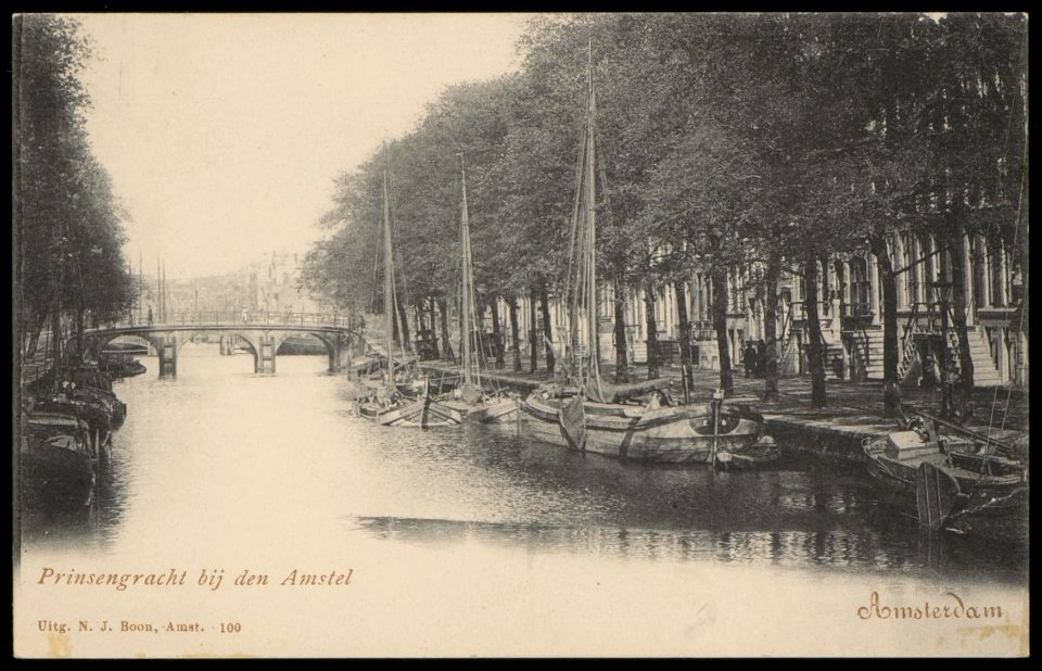 Prinsengracht gezien naar de Amstel. Uitgave N.J. Boon, Amsterdam