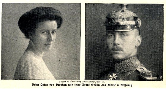 Prinz Oskar von Preußen und seine Braut Gräfin Ina Marie von Bassewitz, 1914