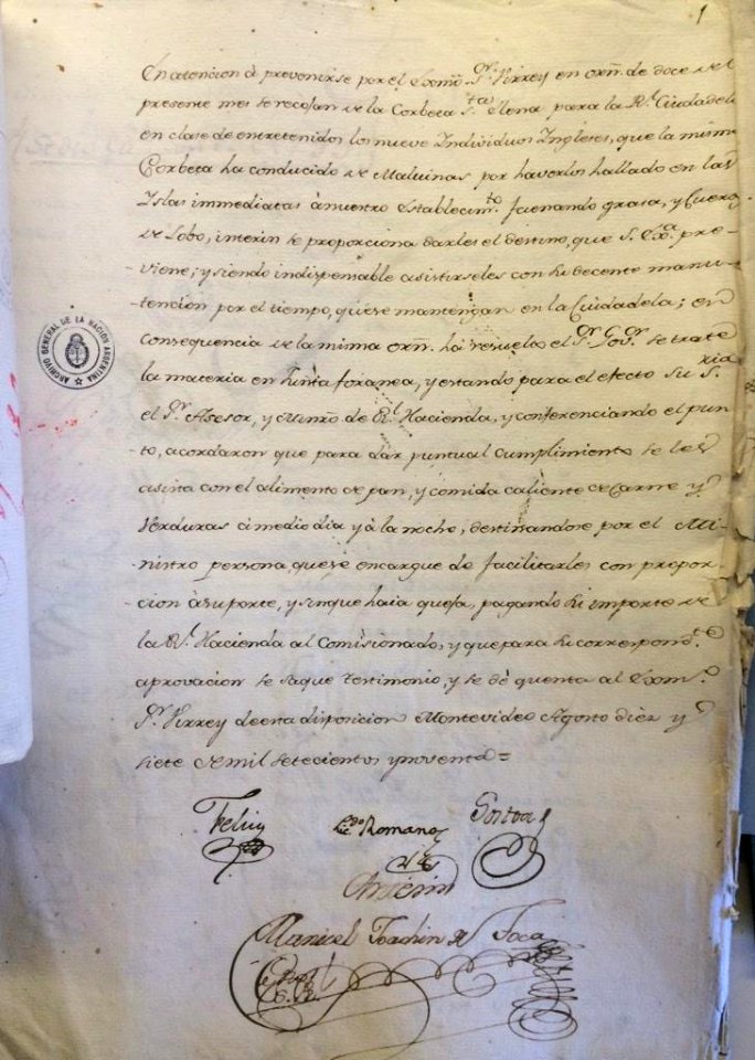 Prisioneros ingleses en Malvinas capturados por España - 1790
