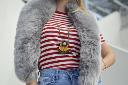 Stripes fur necklace