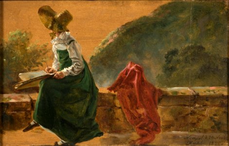Princess Caroline Amalie Sketching in Naples. Study (Johan Christian Dahl) - Nationalmuseum - 19980
