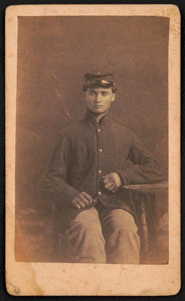 Private Thomas J. Eagle of Co. I, 16th Ohio Infantry Regiment and Co. C, 114th Ohio Infantry Regiment in uniform) - From Ball & Thomas' Photographic Art Gallery, 120 West Fourth Street, near LCCN2016646129