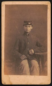 Private Thomas J. Eagle of Co. I, 16th Ohio Infantry Regiment and Co. C, 114th Ohio Infantry Regiment in uniform) - From Ball & Thomas' Photographic Art Gallery, 120 West Fourth Street, near LCCN2016646129
