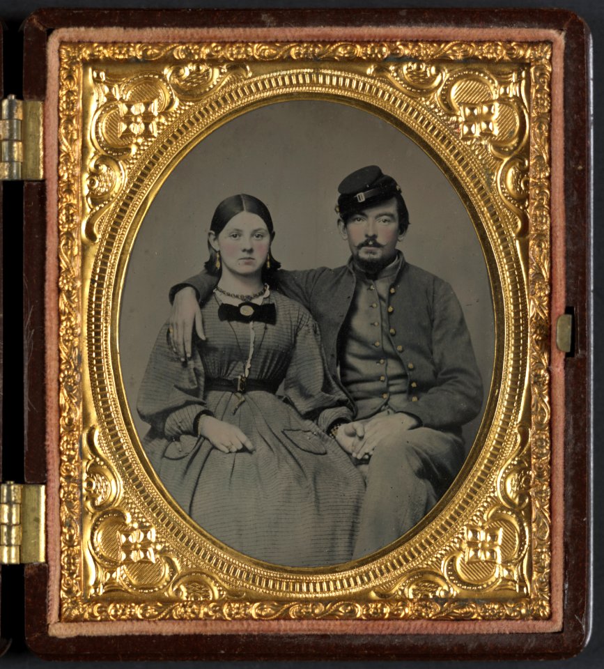 Private Edward A. Cary of Company I, 44th Virginia Infantry Regiment, in uniform and his sister, Emma J. Garland née Cary LCCN2012645976