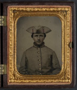 Private Thomas Green of Co. B, 11th Massachusetts Infantry Regiment in uniform) - Fancy & Shurtleff, ambrotype and photograph gallery, 247 Washington St., Boston LCCN2012648977