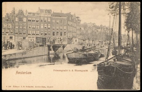 Prinsengracht even zijde met links de Bloemgracht. Uitgave J.H. Schaefer, Amsterdam, Afb PBKD00111000005 photo