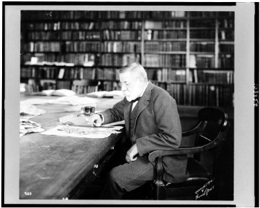 Prof. Charles Sprague Sargent, three-quarter length portrait, seated at desk, facing left LCCN91784665