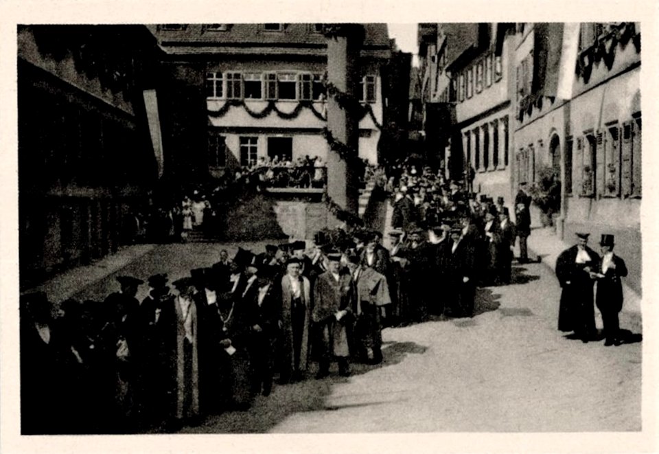 Professorenfestzug beim 450jährigen Jubiläum der Uni Tübingen 1927 (AK WSL 1933)