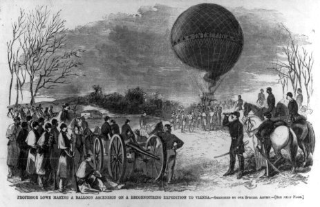 Prof. T. Lowe making a balloon ascension on a reconnoitring expedition to Vienna, Va. LCCN2004682054