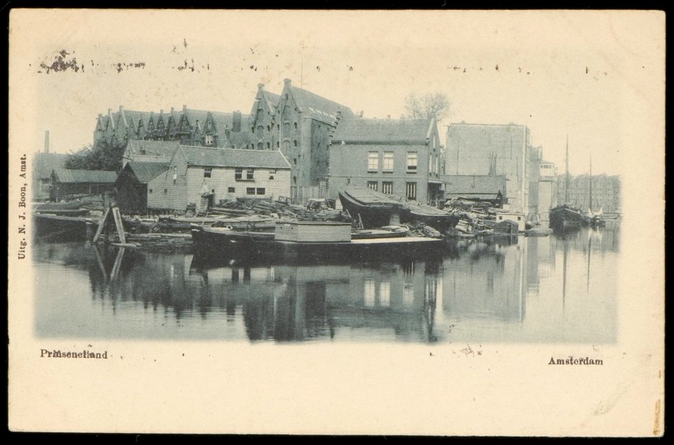 Prinseneiland gezien vanaf het Bickersplein met rechts de Bickersgracht. Uitgave N.J. Boon, Amsterdam, Afb PBKD00129000001 photo