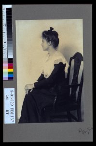 Profile portrait of a woman seated in chair, facing left with hands on her knees) - the Misses Selby, N.Y LCCN2004676274