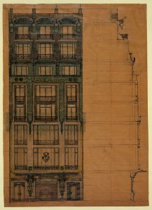 Project for a store façade (Mercier Frères). Elevation and section LCCN2010649581