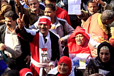 Pro-government crowds in Tahrir Square - Cairo