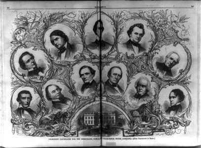 Prominent candidates for the Democratic nomination at Charleston, S.C. (Composite of bust portraits of Stephens, Orr, Davis, Guthrie, Slidell, Pierce, J. Lane, Hunter, Breckenridge, Douglas, LCCN99614252