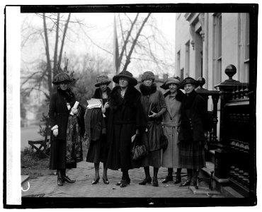 Prominent women at equal rights conference at Woman's Party. L to R- Mrs. Agnes Morey, Brookline, Mass.; Miss Katherine Morey, Brookline, Mass. & State Chairman of the Woman's Party; Elsie LOC npcc.07326