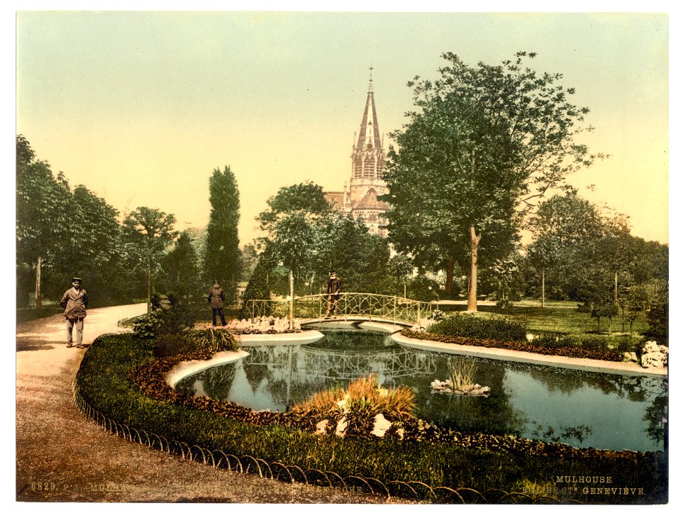 Promenade and St. Genieve Church, Mulhausen, Alsace Lorraine, Germany-LCCN2002695082