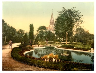 Promenade and St. Genieve Church, Mulhausen, Alsace Lorraine, Germany-LCCN2002695082