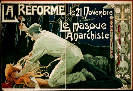 Privat-Livemont - La Réforme, le 21 Novembre, le masque anarchiste