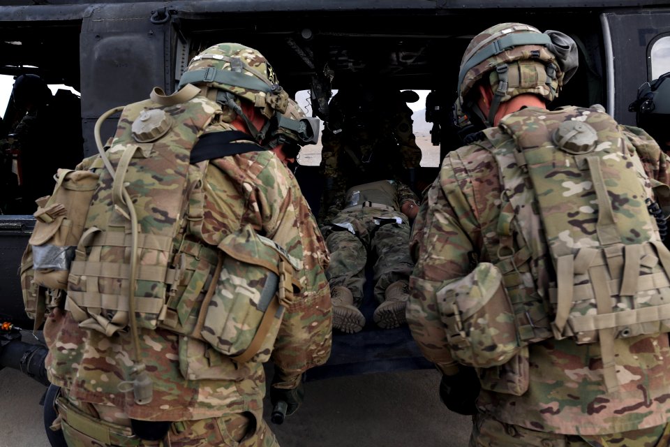PRT Farah conducts medical evacuation training with Charlie Co., 2-211th Aviation Regiment at Forward Operating Base Farah 130109-N-IE116-306