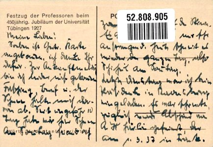 Professorenfestzug beim 450jährigen Jubiläum der Uni Tübingen 1927 (AK WSL 1933) R
