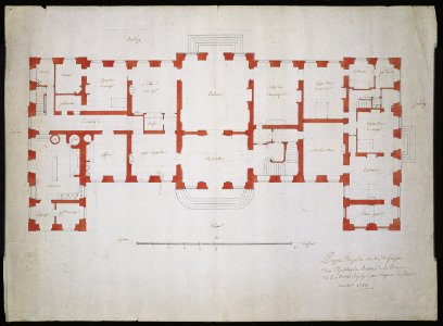 Projet de plan au rez-de-chaussée d'un château à bastir à la terre de La Motte Thily près Nogent sur Seine année 1754 (phbd05 0142)