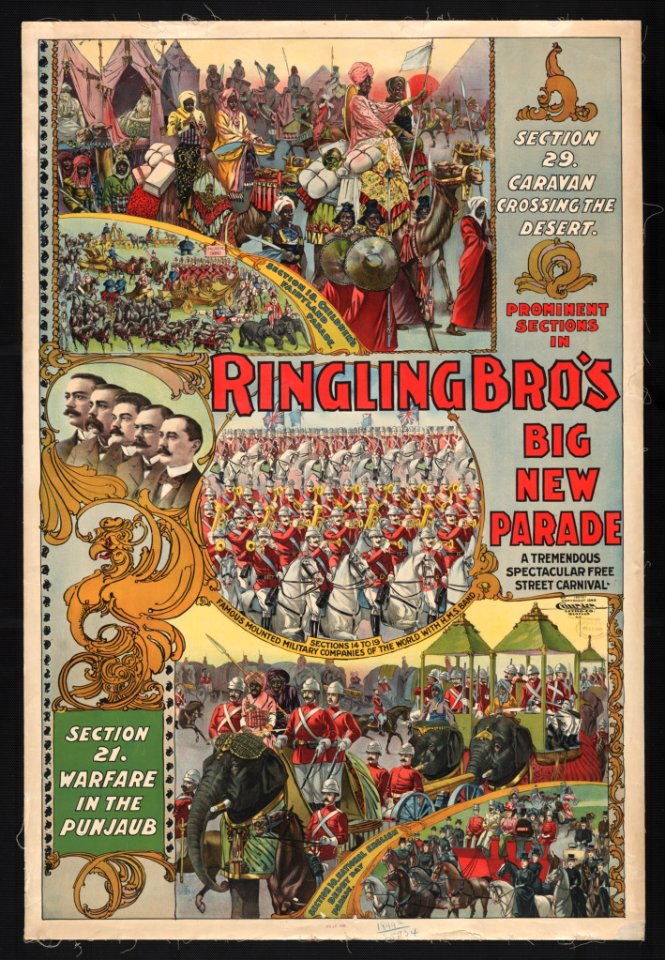 Prominent sections in Ringling Bro's. big new parade. A tremendous spectacular free street carnival LCCN2005693047