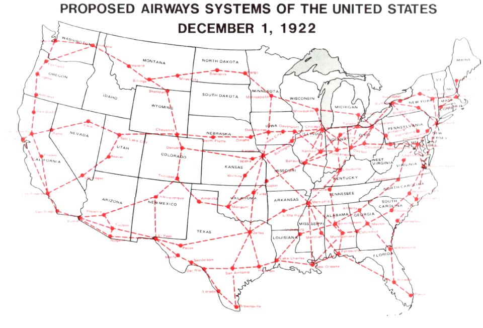Proposed Airways Systems of the United States 1 December 1922