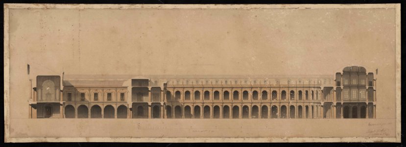 Projet de construction du futur Hôtel de Ville de Toulouse. Coupe longitudinale. - FRAC31555 20Fi1243