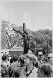 Protester tied to a cross in Washington D.C - NARA - 194675 photo