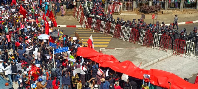 Protesters against the military coup
